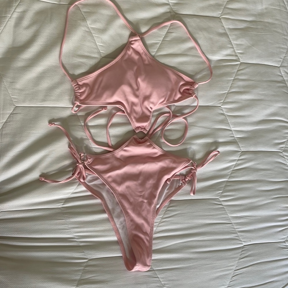 Pink one piece bathing suit